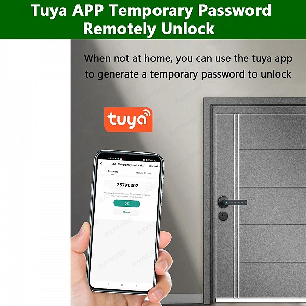 RAYKUBE M3 Bluetooth Fingerprint Smart Door Lock with Tuya App