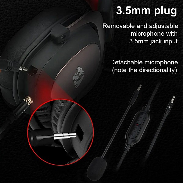 REDRAGON ZEUS 2 H510 Gaming USB Headphone Noise Cancelling,7.1 Surround Compute Headset Earphones Microphone for PS5/4 Xbox One