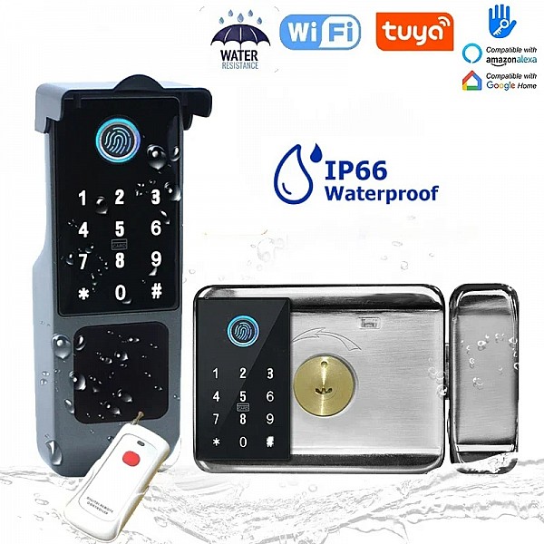 Fingerprint Lock Waterproof Tuya Wifi Remote Control Bluetooth TTLock App Card Digital Code Keyless Electronic Smart Door Lock