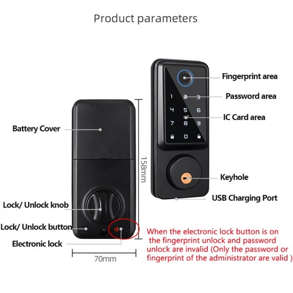 RAYKUBE A1 TT Lock/ Tuya WiFi Auto Fingerprint Deadbolt Smart Door Lock Digital Lock With Door Sensor Password/IC Card/APP/Key