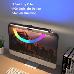 شريط اضائة فوق شاشة الكمبيوتر المكتبي بتقنية LED, متعددة الألوان RGB مع امكانية التحكم بالسطوع, بطول 44 سم