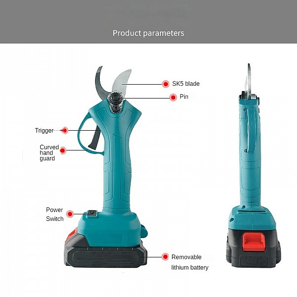 Brushless Electric Pruning Shears For Cutting Tree Branches, 500w, With a 9000mAh Battery