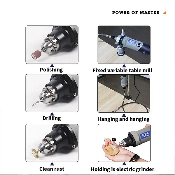 Electric Rotary Tool - Variable Speed, 400W Mini Drill with 6 Position Settings, Ideal for Precision Grinding