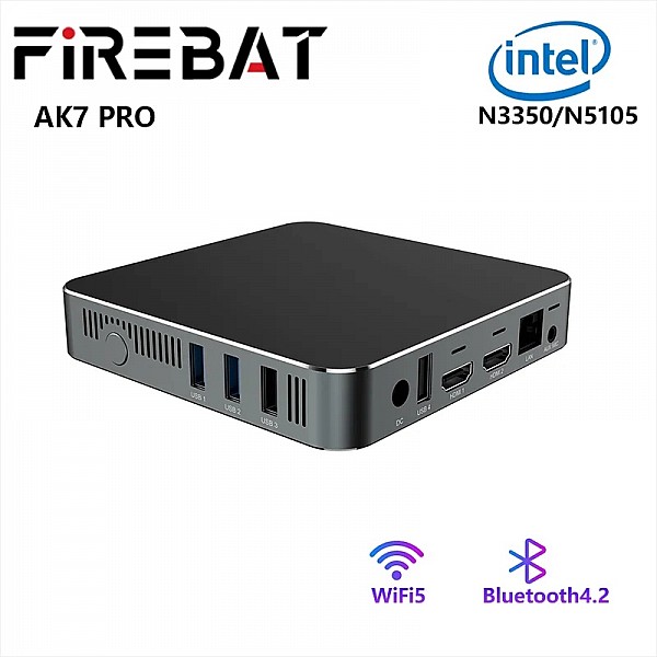 FIREBAT AK7 PRO Mini PC with an Intel N5105 processor, dual-band WiFi5, and Bluetooth BT4.2 technology  