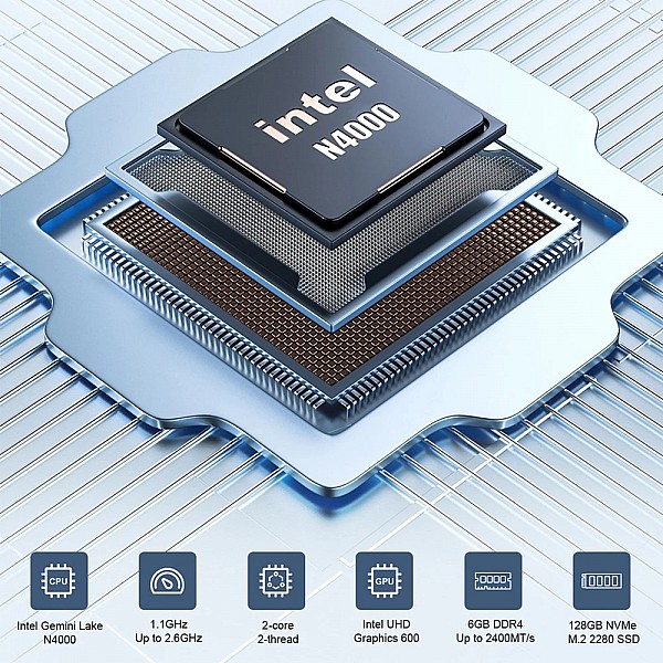 MLLSE Mini PC M2 Air Intel Gemini Lake N4000 Windows 11 6GB RAM 128GB ROM Dual-Band WiFi Bluetooth USB Mini Computer
