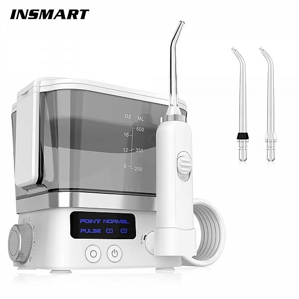 Portable Dental Water Jet: Rechargeable USB Oral Irrigator with 10-Level Water Flosser, 600ML Tank for Household Teeth Cleaning