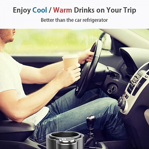 2-in-1 device for heating and cooling beverage cans in the car/home, suitable for trips