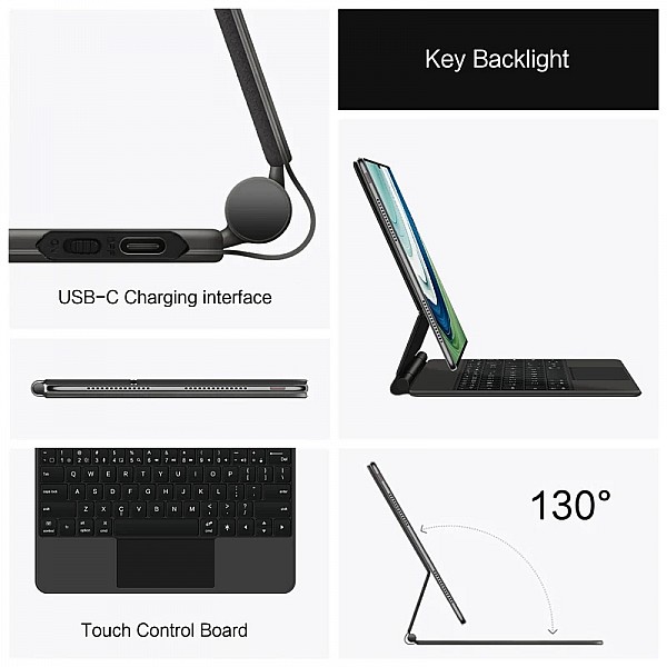 Backlight Touchpad Magic Keyboard For HUAWEI MatePad Pro 13.2 inch 2023 PCE-W30 PCE-W40 Magnetic Smart Case Wireless Keyboard ( Arabic / English Layout )