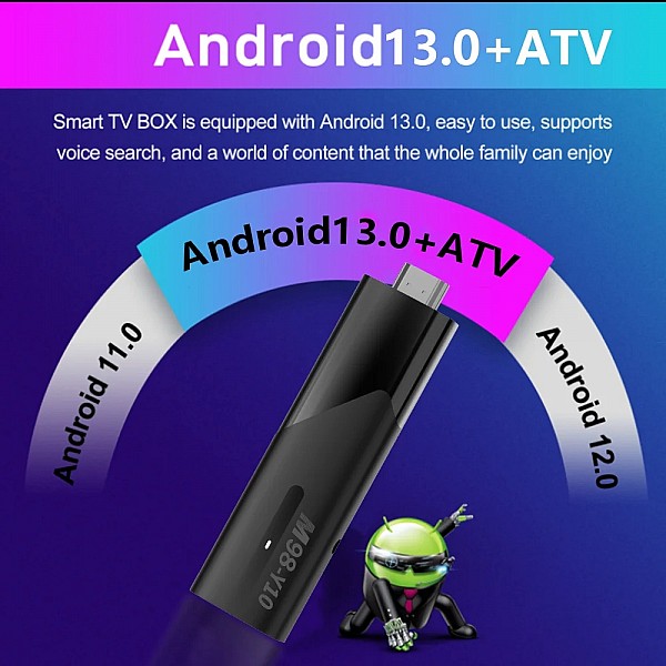 LEMFO M98 ATV Mini TV Stick Android 13 Allwinner H618 Quad Core Cortex A53 6K HDR10+ 3D Voice Remote WIFI 6 BT5.2