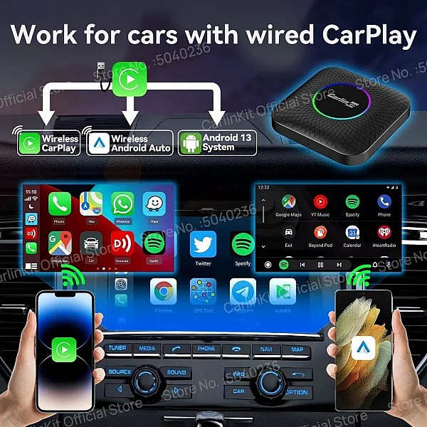 2024 CarPlay TV Box Android Auto Wireless Carplay Adapter New Android 13 SM6225 8 128G Smart Box For Netflix Spotify Kia IOS17