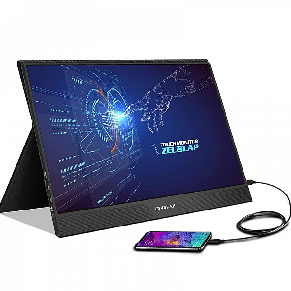 ZEUSLAP Portable Touchscreen Monitor, 15.6-inch, USB-C and HDMI Input, Compatible with Computers, PS4, Xbox, Some Smartphones