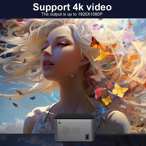 Magcubic Android 11 4K Smart Projector - 1920*1080P Full HD Resolution, 580ANSI Brightness, Wifi6 and BT5.0 Connectivity, Voice Control, Home Cinema Theater